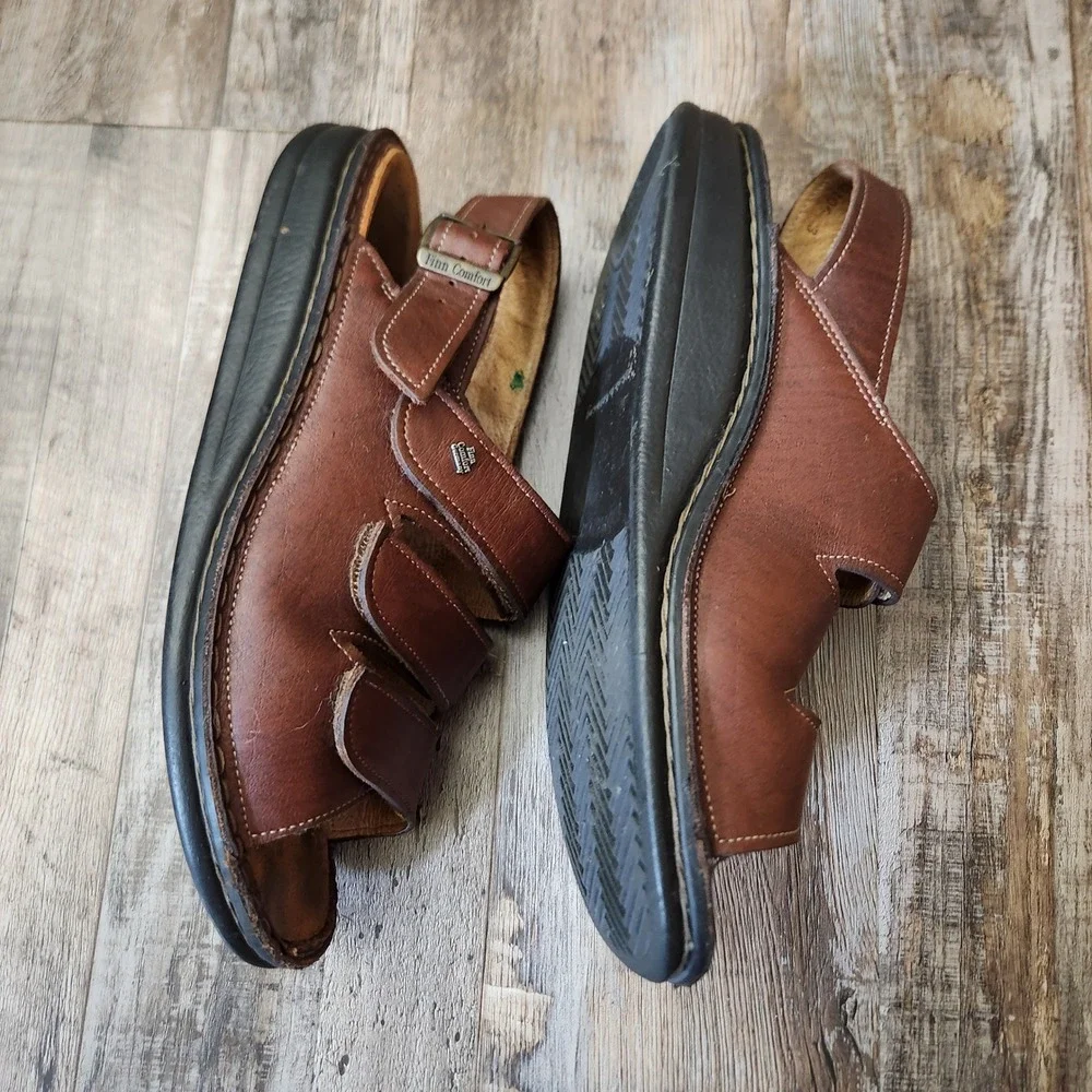 Finn Comfort Germany Brown Leather Slingback Sandals Mens 39/8 Made in Germany